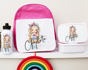Personalisierte Schultasche Set für Mädchen, Schulmädchen Set, Mädchen Schultasche, Mädchen Schulbedarf, Back to School Set, Kleinkind Schulset