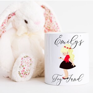Kids Personalised Money Box, Gift for Daughter, Ladybird Print gift with personalisation, Children&#39;s Piggy Bank, Ceramic Money Box