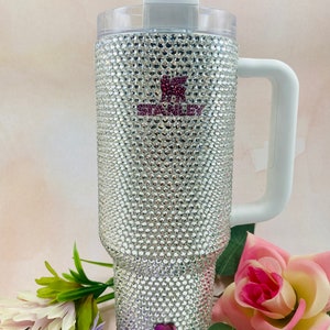 40oz White Stanley with SPECIAL AAAAA Crystal Honeycomb Tumbler