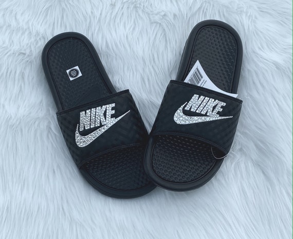 blinged out nike slides