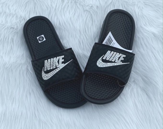 blinged out nike slides