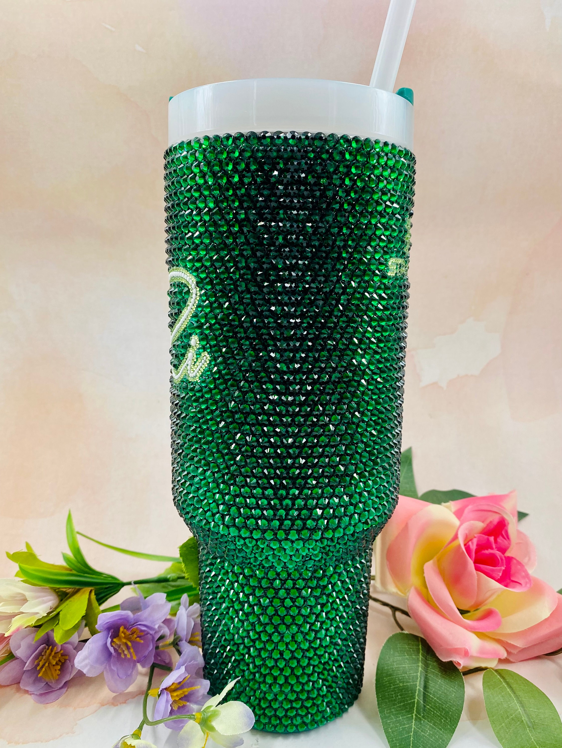 30oz Stanley Flower Crystal Rhinestone Cup -   Rhinestone cups,  Rhinestone projects, Custom cups