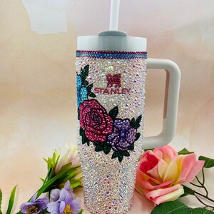30oz Stanley Flower Crystal Rhinestone Cup - Etsy