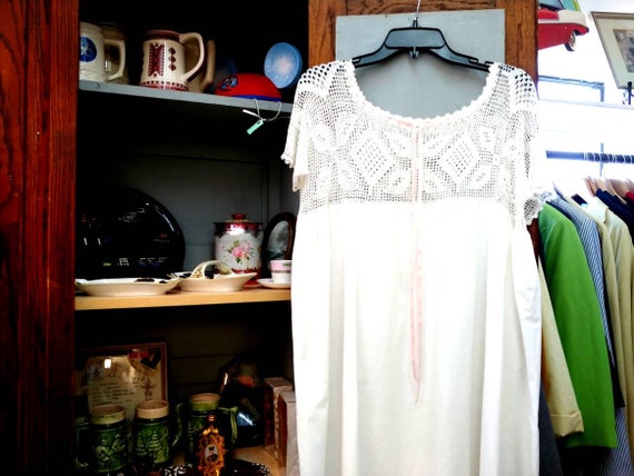 Edwardian Style Nightgown Crochet Nightie Vintage