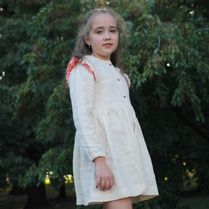 Anti allergenic dress for girl, stylish dress made from breathable natural material, the dress is pleasant to the body, handmade linen dress