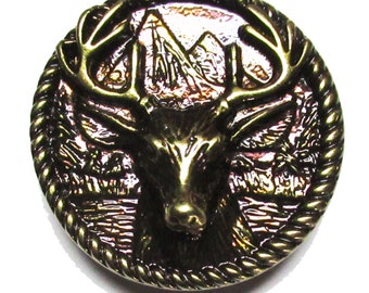 Metal pin brooch Deer nature cast metal screw badge bronze color