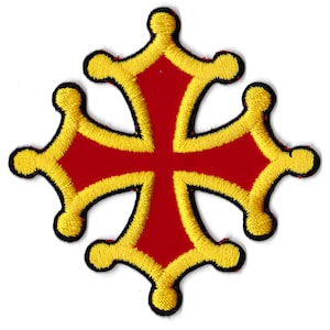 Occitan Cross patch, Cathar country, iron-on embroidered patch