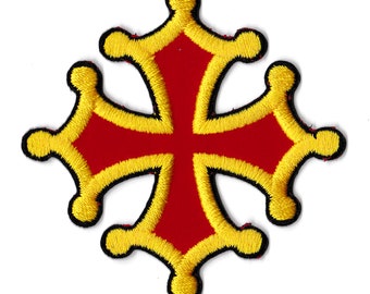 Occitane Cross crest patch Cathar country embroidered iron-on patch