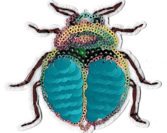 Multicolored beetle sequin patch iron-on sequin patch