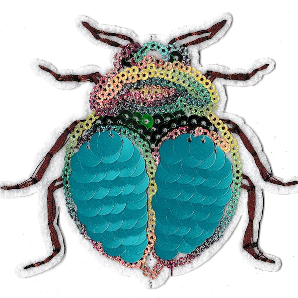 Patche séquins scarabée multicolore patch écusson séquin thermocollant