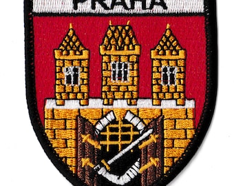 Parche del escudo de armas de la ciudad de Praga Parche bordado termoadhesivo del escudo de armas