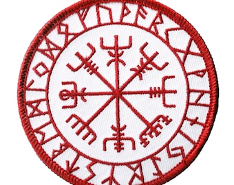 Vegvisir viking crest patch, viking compass, embroidered and iron-on traveler protection