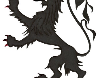 Ecusson patche médiéval lion des Flandres noir et rouge grande taille dorsal moyen age