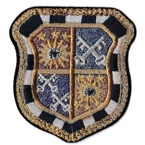 Heraldic Coat of Arms patch embroidered badge iron-on shiny gold silver