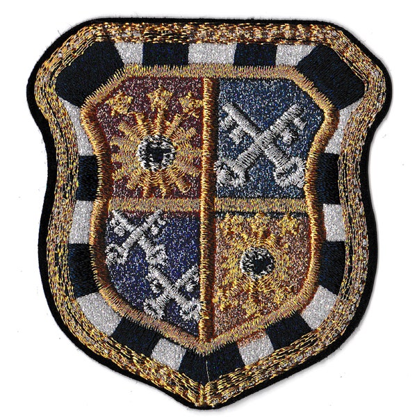 Blason Héraldique patche écusson brodé thermocollant brillant doré argenté