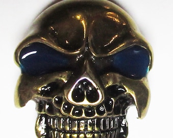 Broche pins métallique skull bronze tête mort cast métal badge à vis