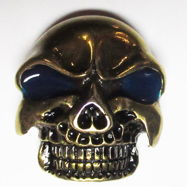 Broche pins métallique skull bronze tête mort cast métal badge à vis