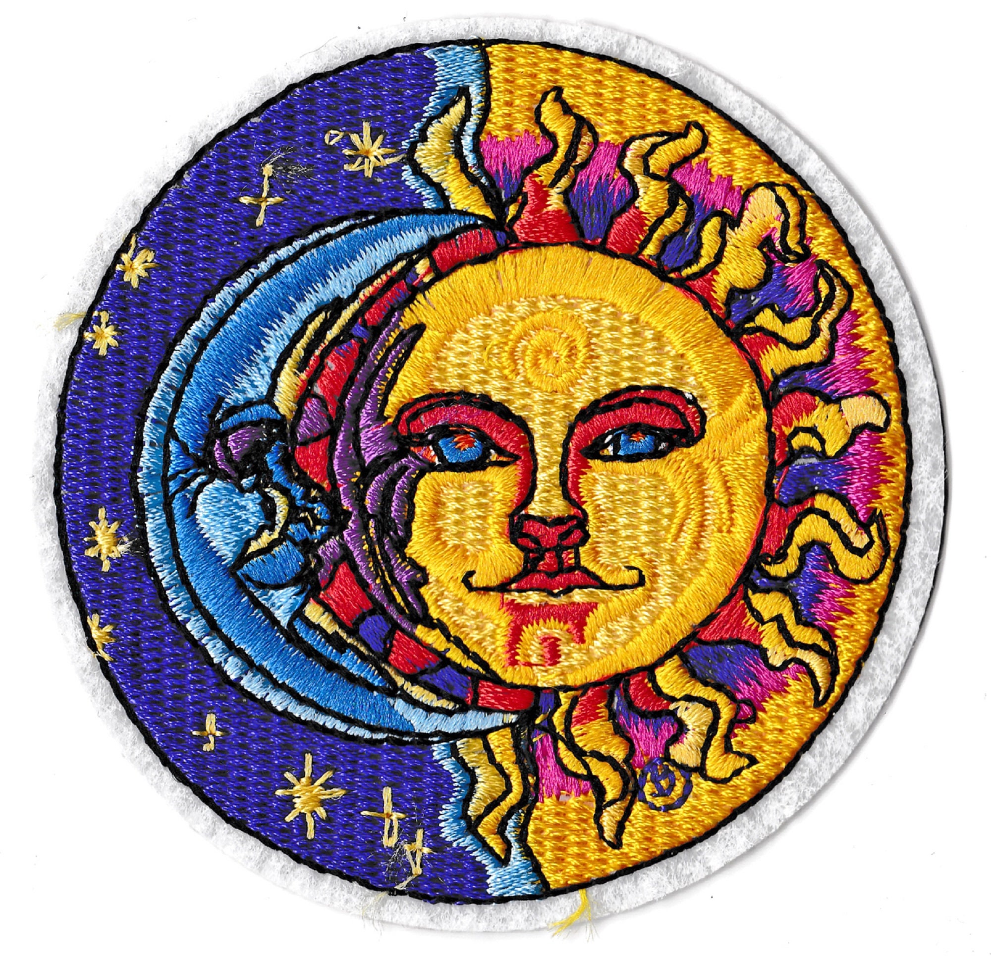 Finally Home Écusson Thermocollant|Soul of The Moon Collection:Soleil, lune  et étoiles|Patch à coller au fer à repasser ou à coudre|Pièce de
