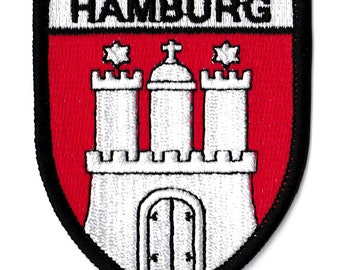 Patche écusson Hambourg blason ville de Hamburg Allemagne patch brodé armoiries