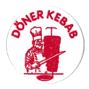 Doner Kebab restaurant snack Turkish round iron-on embroidered patch