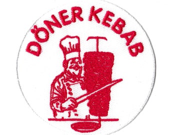 Patche écusson Döner Kebab restauration snack Turc patch rond thermocollant brodé