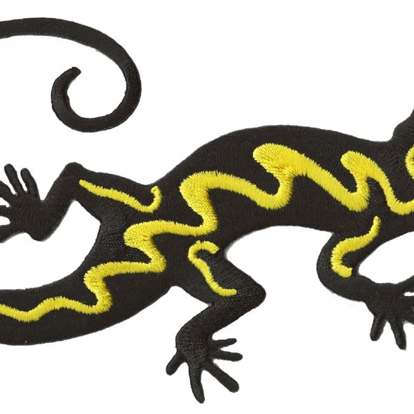 Ecusson brodé patche gecko salamandre vraies couleurs badge patch backpacker
