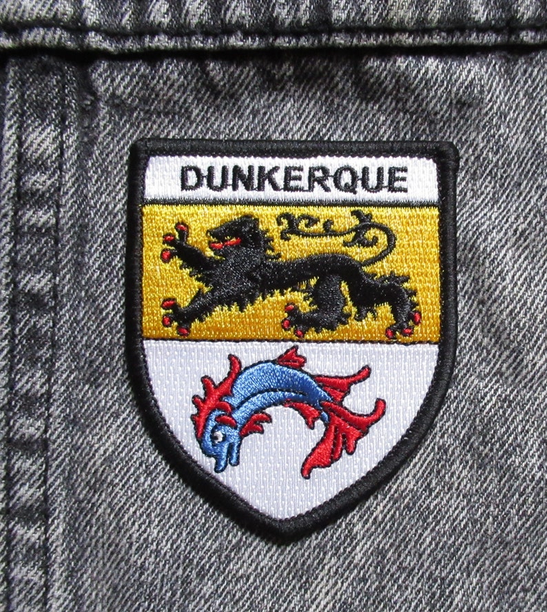 Dunkirk coat of arms patch embroidered crest logo northern city France iron-on patch image 2