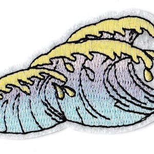 Embroidered surf waves iron-on patch