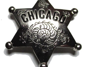 Broche pins métallique insigne Sheriff Chicago cast métal badge à vis couleur chrome