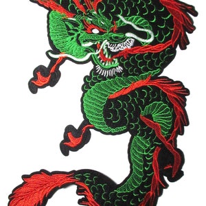 Backpatche dragon vert Chine patche grande taille brodé thermocollant écusson dorsal
