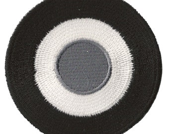 Patche écusson cocarde noir gris blanc aviation patch brodé thermocollant