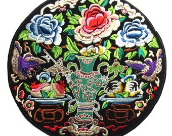 Backpatch Chinese flower embroidery dorsal patch large size Iron-on