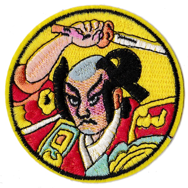 Écusson patche Japon Samouraï patch rond brodé thermocollant