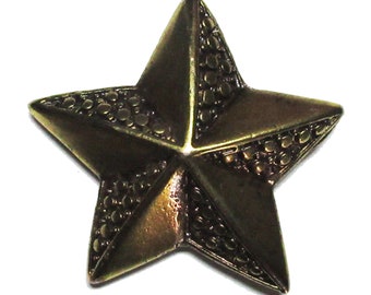 Metal pin brooch star cast metal screw badge bronze color