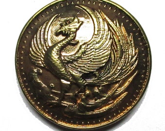 Metal pin brooch phoenix phoenix cast metal screw badge gold color