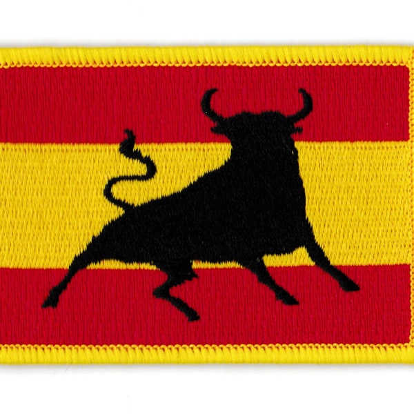 Patche écusson drapeau Espagne Taureau patch Espagnol brodé thermocollant