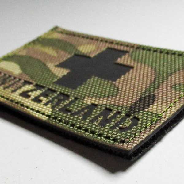 Patch drapeau Suisse camouflage patch tactique en PVC à scratch