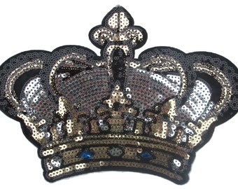 Backpatche royal crown back patch thermo-adhesive sequins