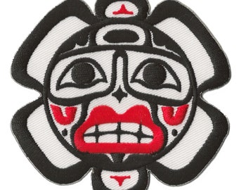 Patche soleil Haida amérindien écusson brodé patch thermocollant peuple haïdas