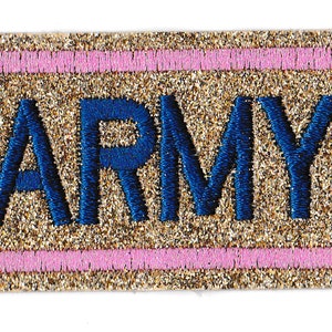 Lady Army shiny gold sequins embroidered iron-on patch