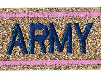 Patche Badge Lady Army brillant goldene Pailletten Patch bestickt Thermokleber