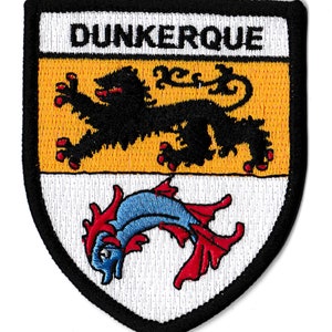 Dunkirk coat of arms patch embroidered crest logo northern city France iron-on patch image 1