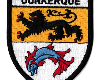 Dunkirk coat of arms patch embroidered crest logo northern city France iron-on patch