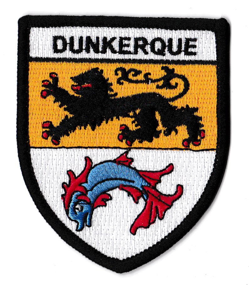 Dunkirk coat of arms patch embroidered crest logo northern city France iron-on patch image 1