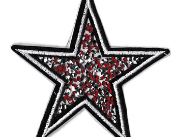 Star patch badge in pyramidal pearls thermo-adhesive patch