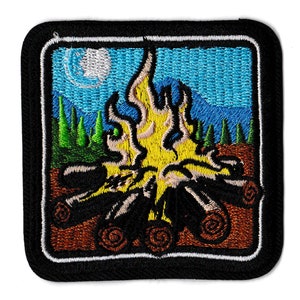 Wood fire camping bivouac patch embroidered iron-on patch