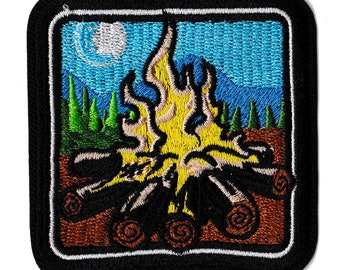 Patch badge wood fire camping bivouac patch embroidered thermo-adhesive