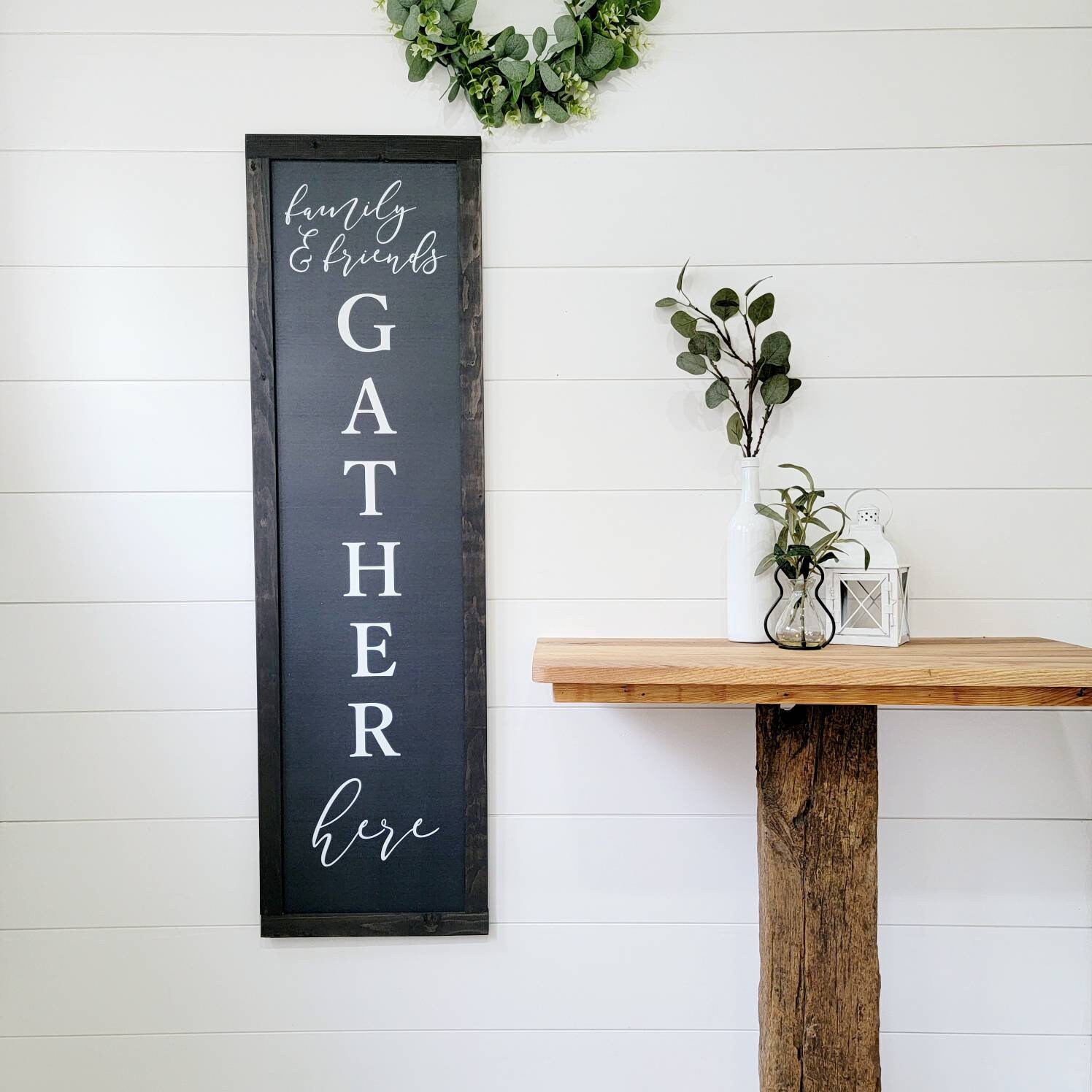 Gather Sign Vertical wood sign wall decor housewarming Etsy