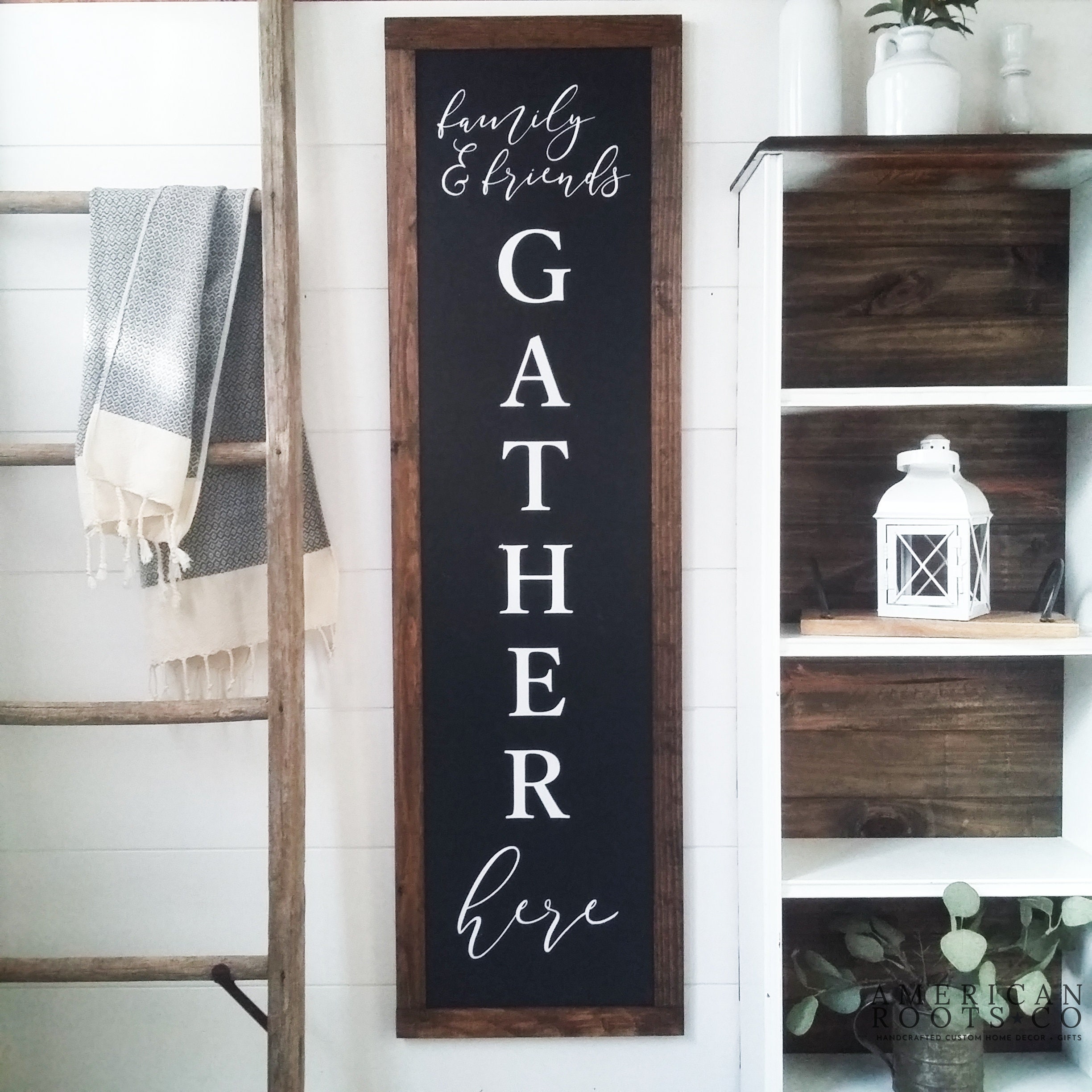 Gather Sign Vertical wood sign wall decor housewarming Etsy