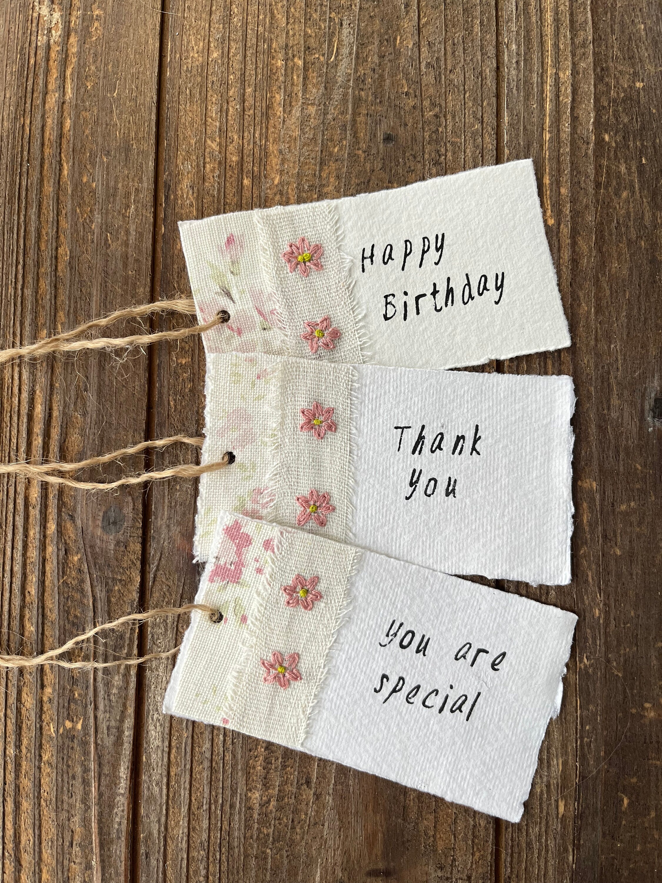 Handmade Gift Tags / Khandi Cotton Rag / Birthday Gifts / Floral Gift ...